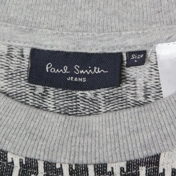 PAUL SMITH JEANS Size S Zig Zag Grey Cotton Crew-Neck Pullover Men's Sweater 943 - Picture 4 of 4